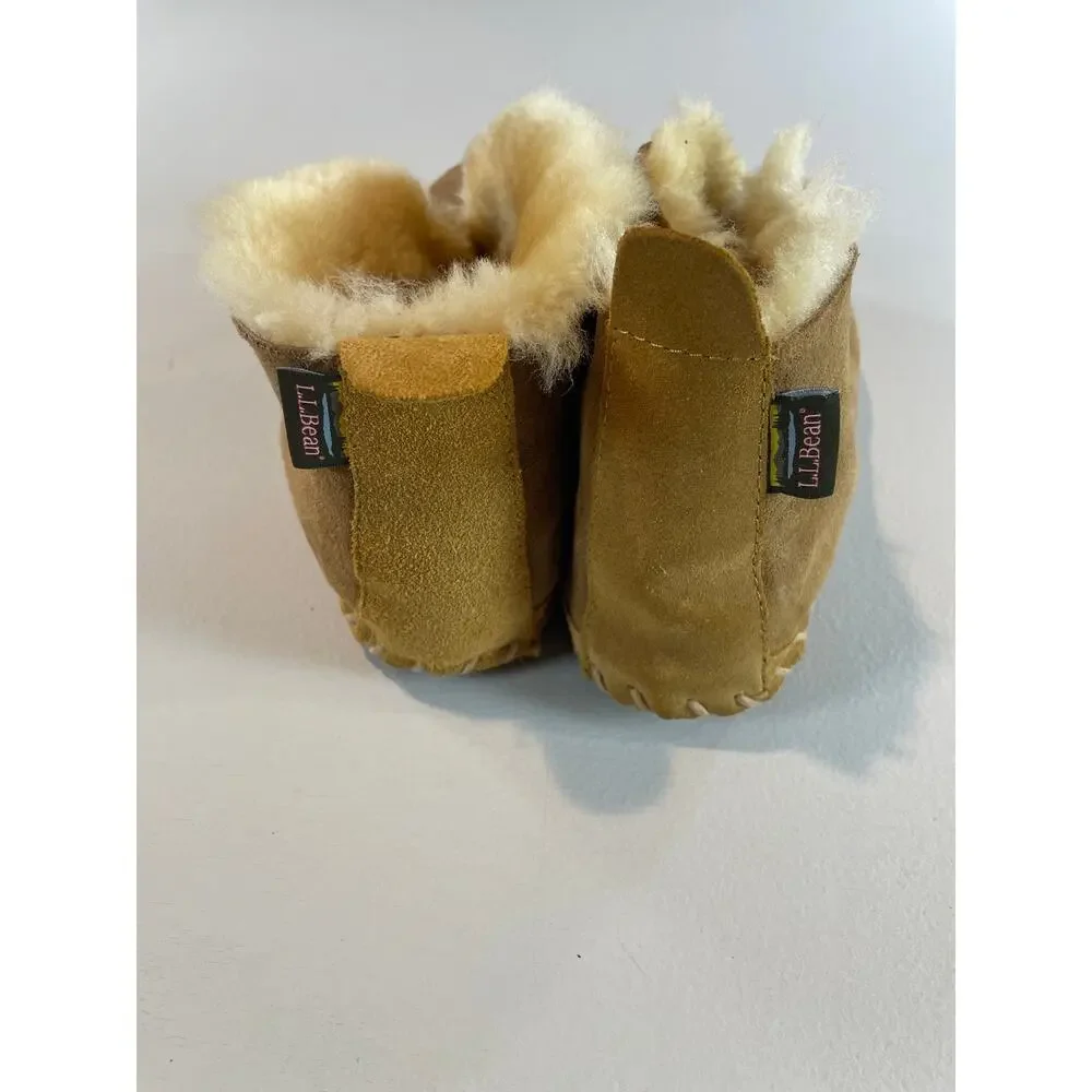 LL Bean Wicked Good Slippers Mens Size 8 Suede Shearling Lined Leather Sole
